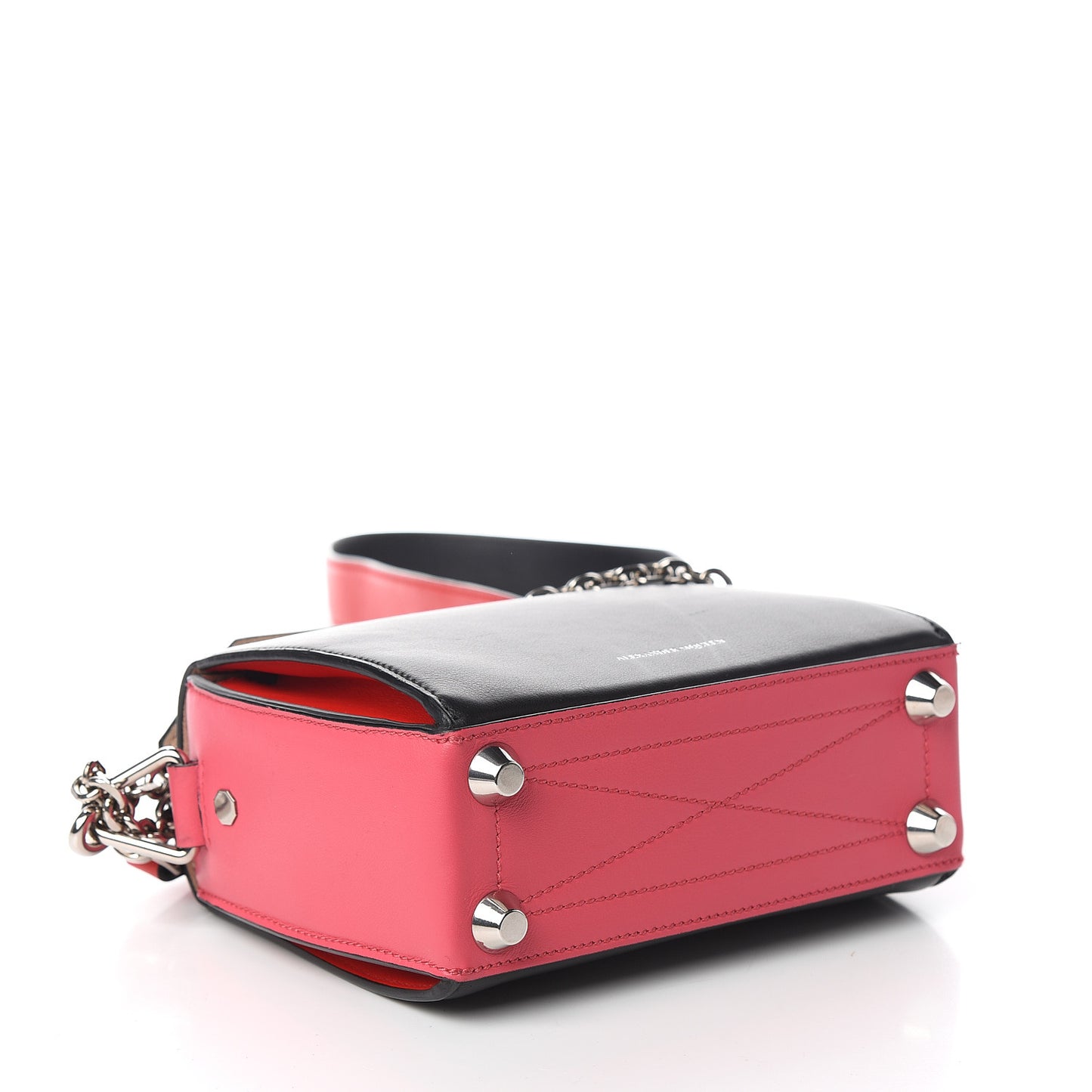 Grained Calfskin Box Shoulder Bag 16 Black Pink