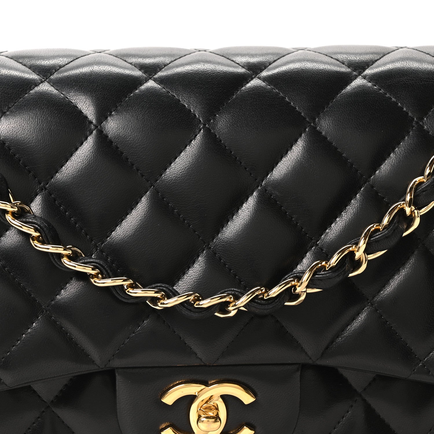Chanel Lambskin Quilted Jumbo Double Flap Black 14 of 19