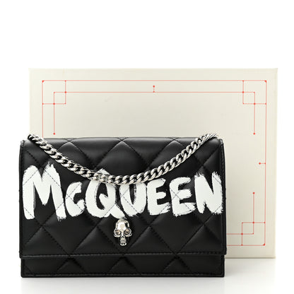 Alexander McQueen Calfskin Quilted Graffiti Skull Small Chain Crossbody Bag Black 10 of 10