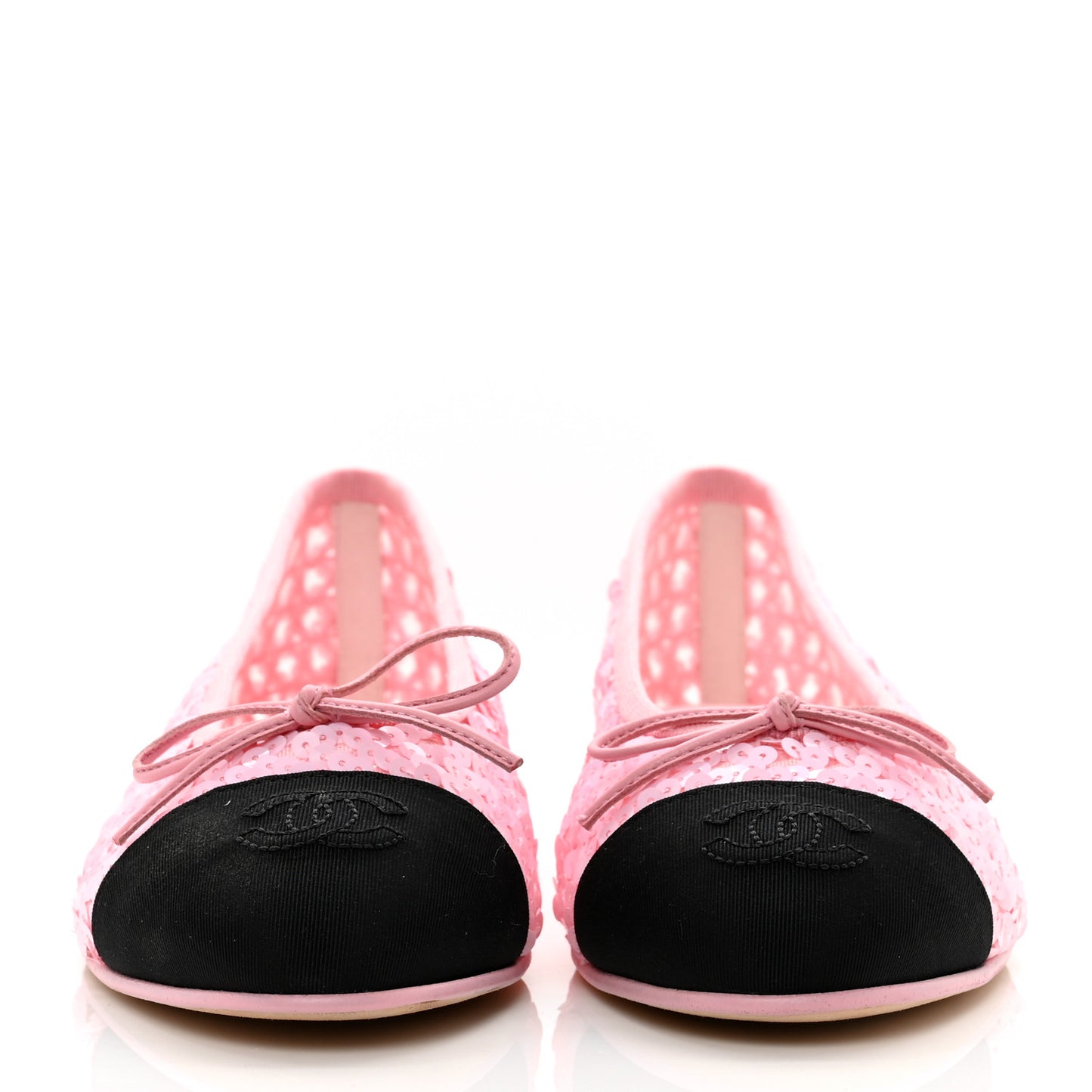 Sequins Satin Cap Toe CC Flat 37 Pink Black
