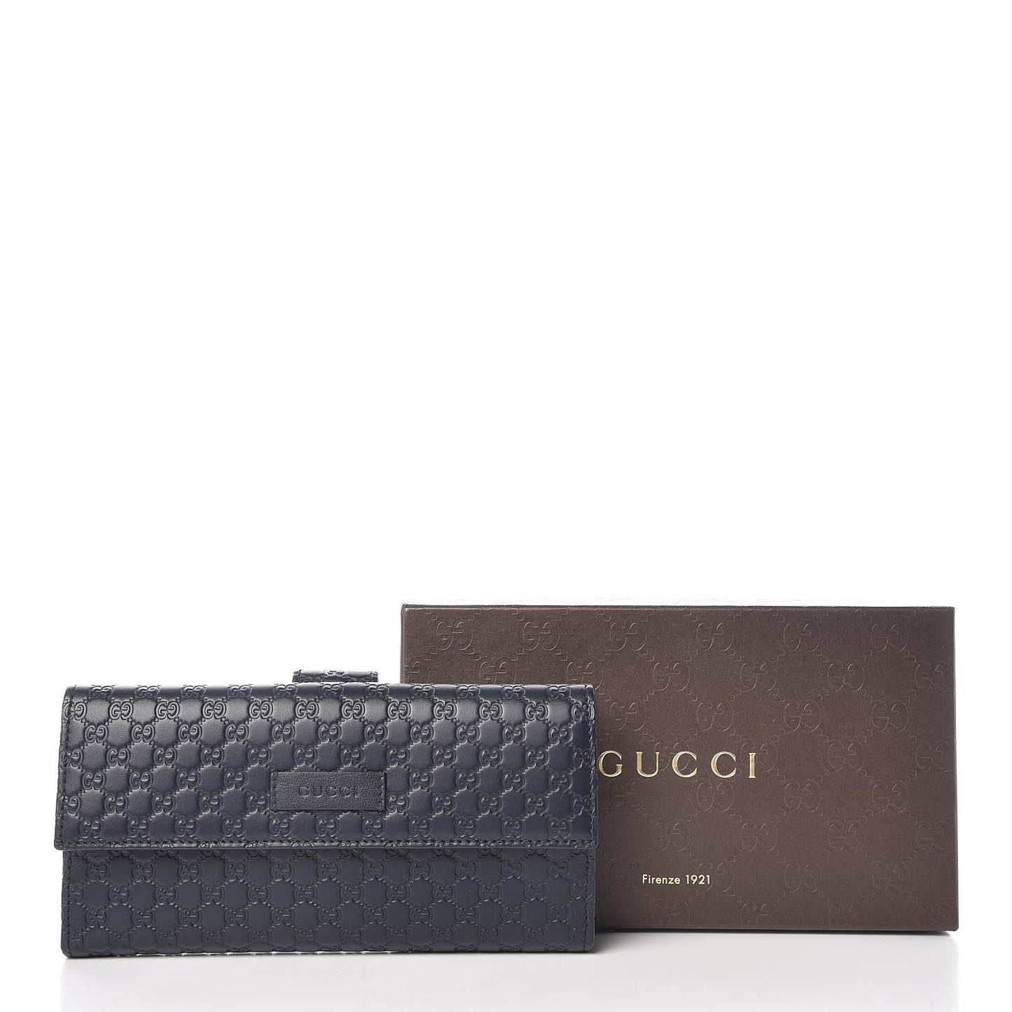 Microguccissima Continental Flap Wallet Navy