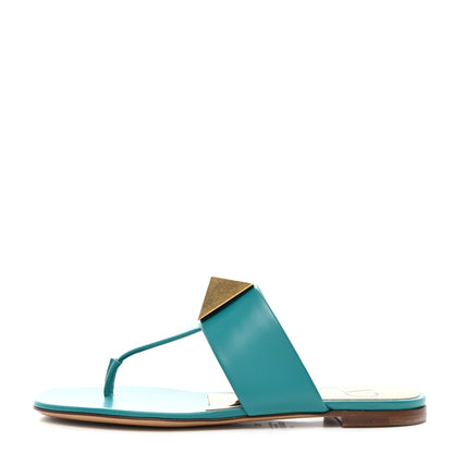 Valentino Garavani Calfskin One Stud Flat Thong Sandals 36 Ultramar 1 of 9