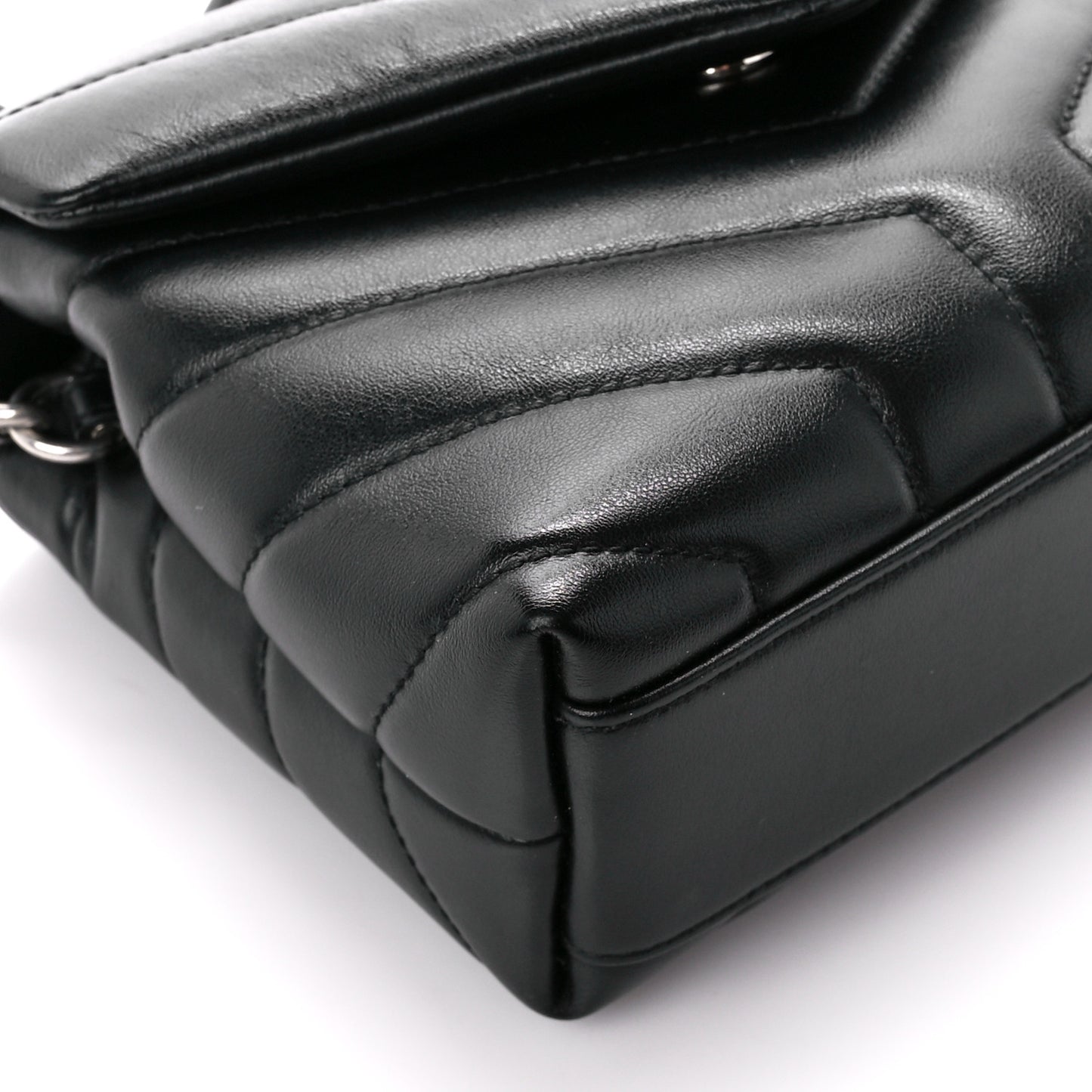Calfskin Y Quilted Monogram Toy Loulou Crossbody Bag Black
