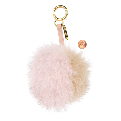 Fendi Fox Fur Vitello Elite Bi-Color Pom Pom Bag Charm Rosa Cammello Cipria 2 of 4