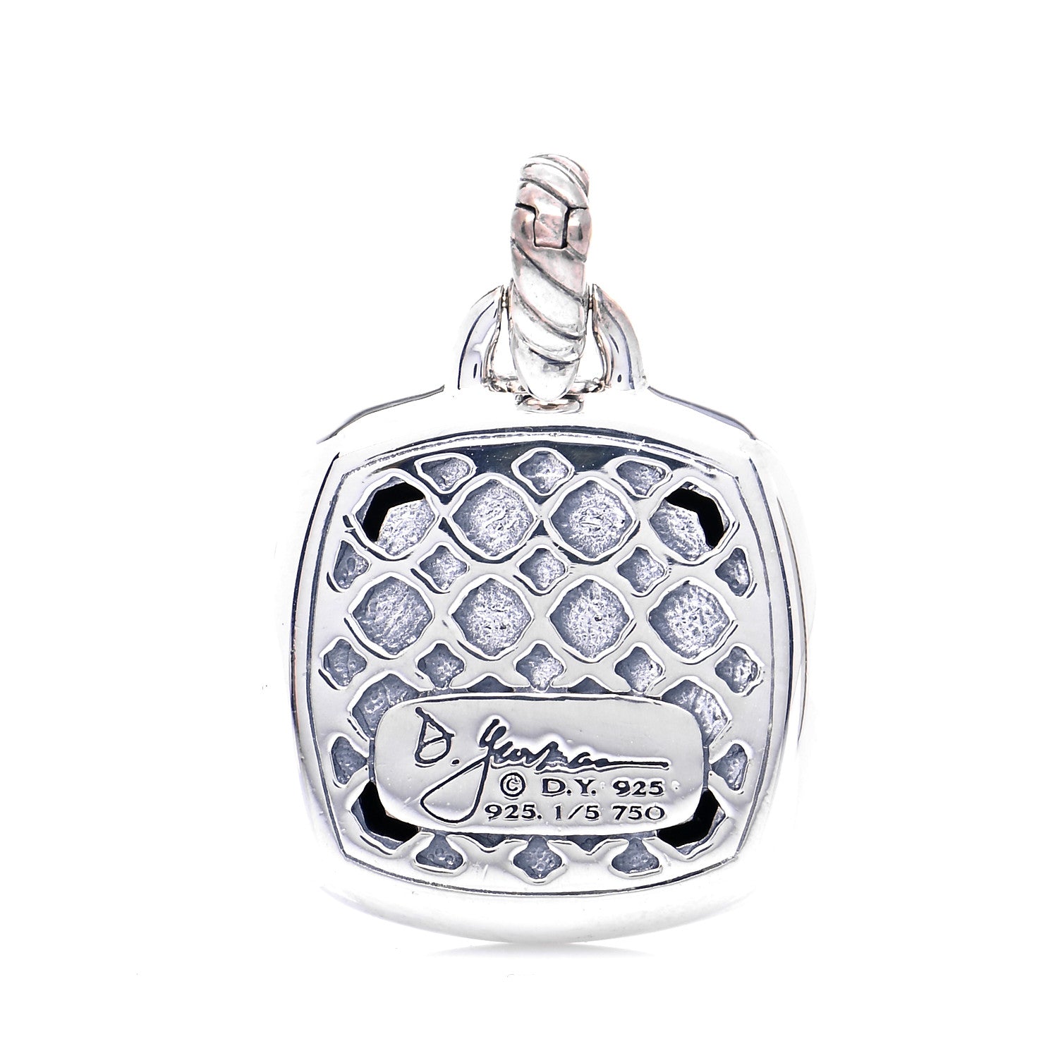David Yurman Sterling Silver 18K Yellow Gold Diamond 14mm Albion Enhancer Pendant 3 of 5