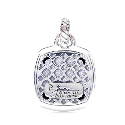 David Yurman Sterling Silver 18K Yellow Gold Diamond 14mm Albion Enhancer Pendant 3 of 5