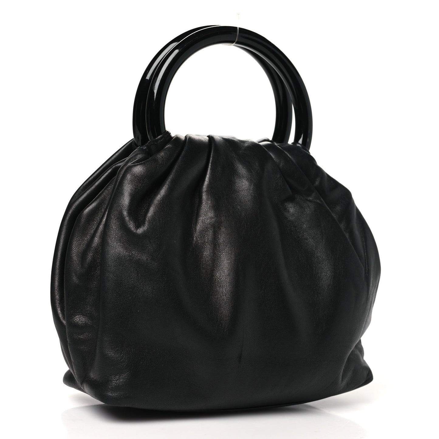 Lambskin Camelia Round Handle Mini Bag Black