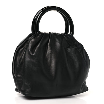 Chanel Lambskin Camelia Round Handle Mini Bag Black 4 of 13