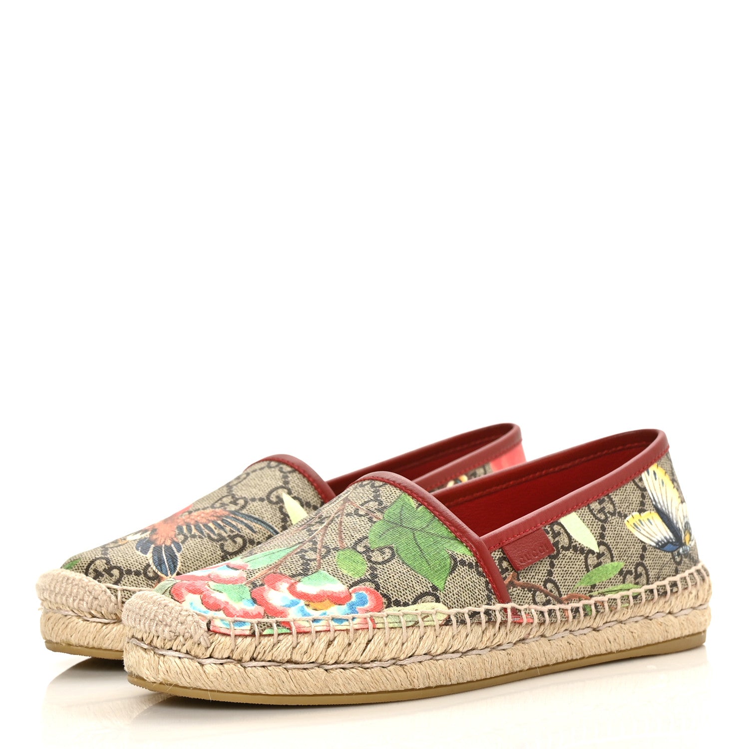 Gucci GG Supreme Monogram Tian Womens Espadrilles 36 Beige Multicolor Red 2 of 8