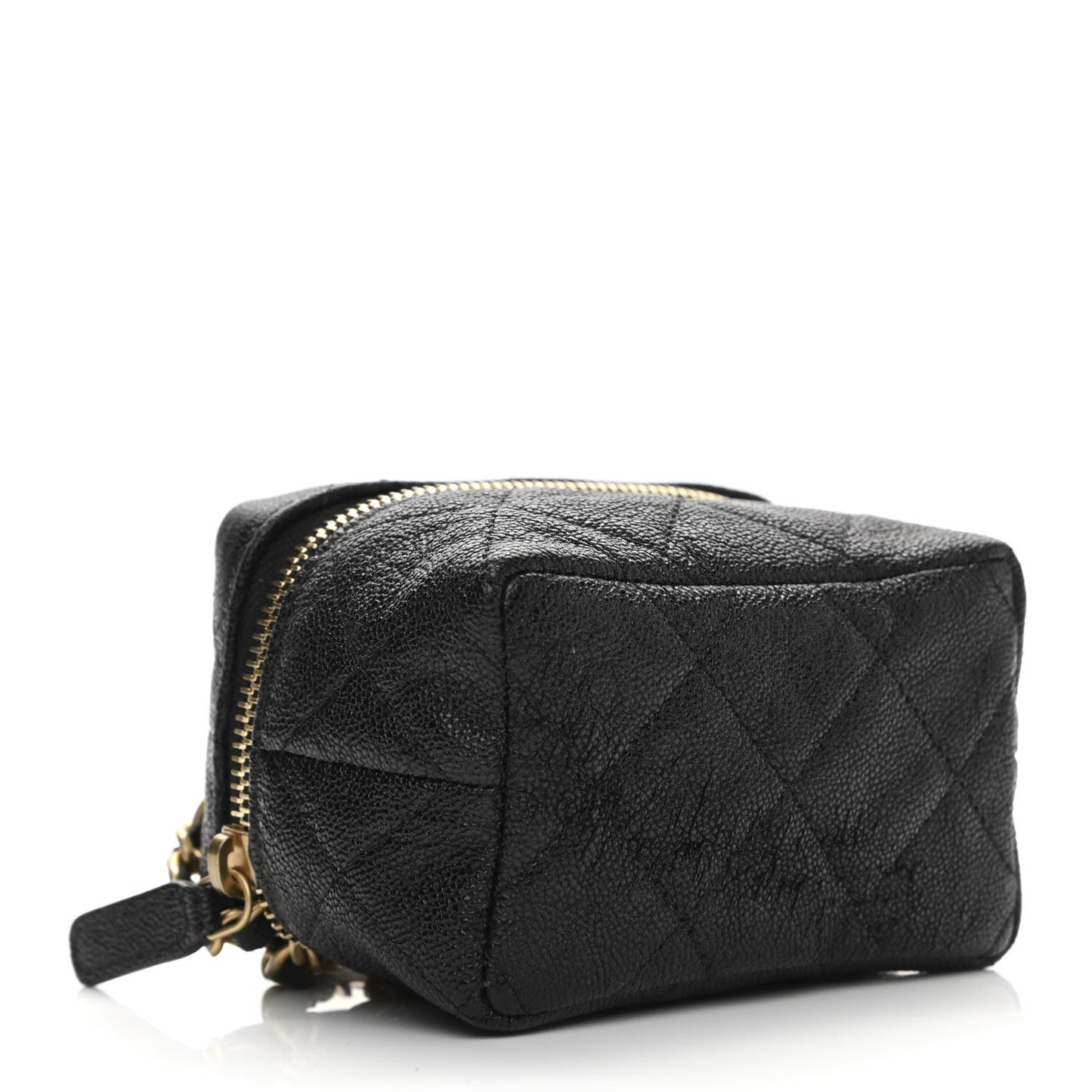 Caviar Quilted Mini Top Handle Vanity With Chain Black