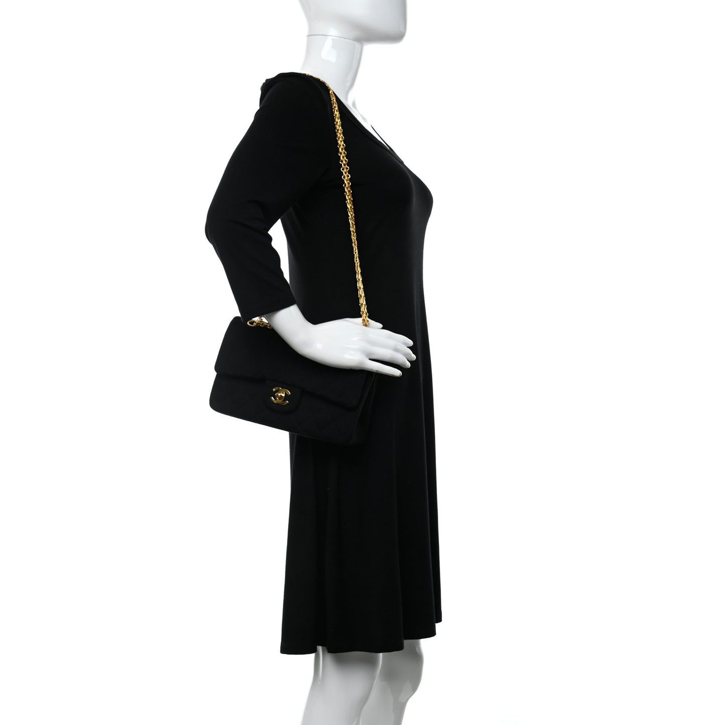 Jersey Quilted Small Double Flap Black