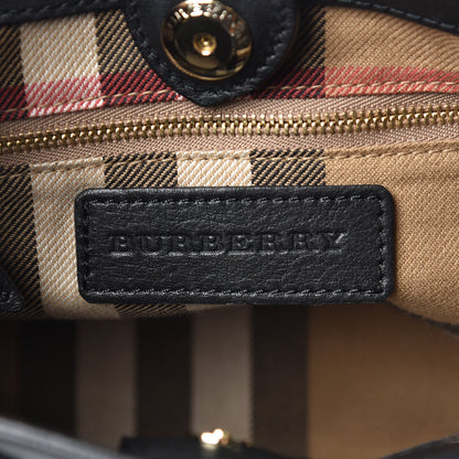 Burberry Grainy Calfskin House Check Small Banner Tote Black 6 of 11