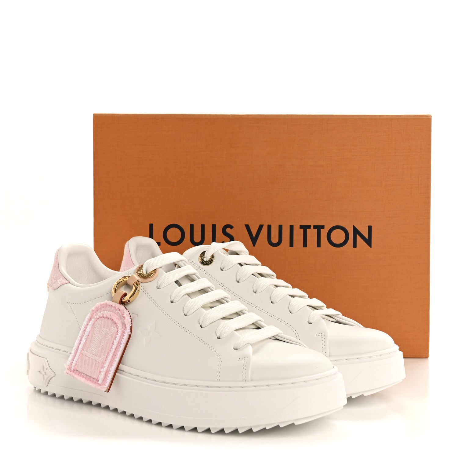 Louis Vuitton Lambskin Embossed Monogram Denim Time Out Sneakers 37.5 Pink 10 of 10