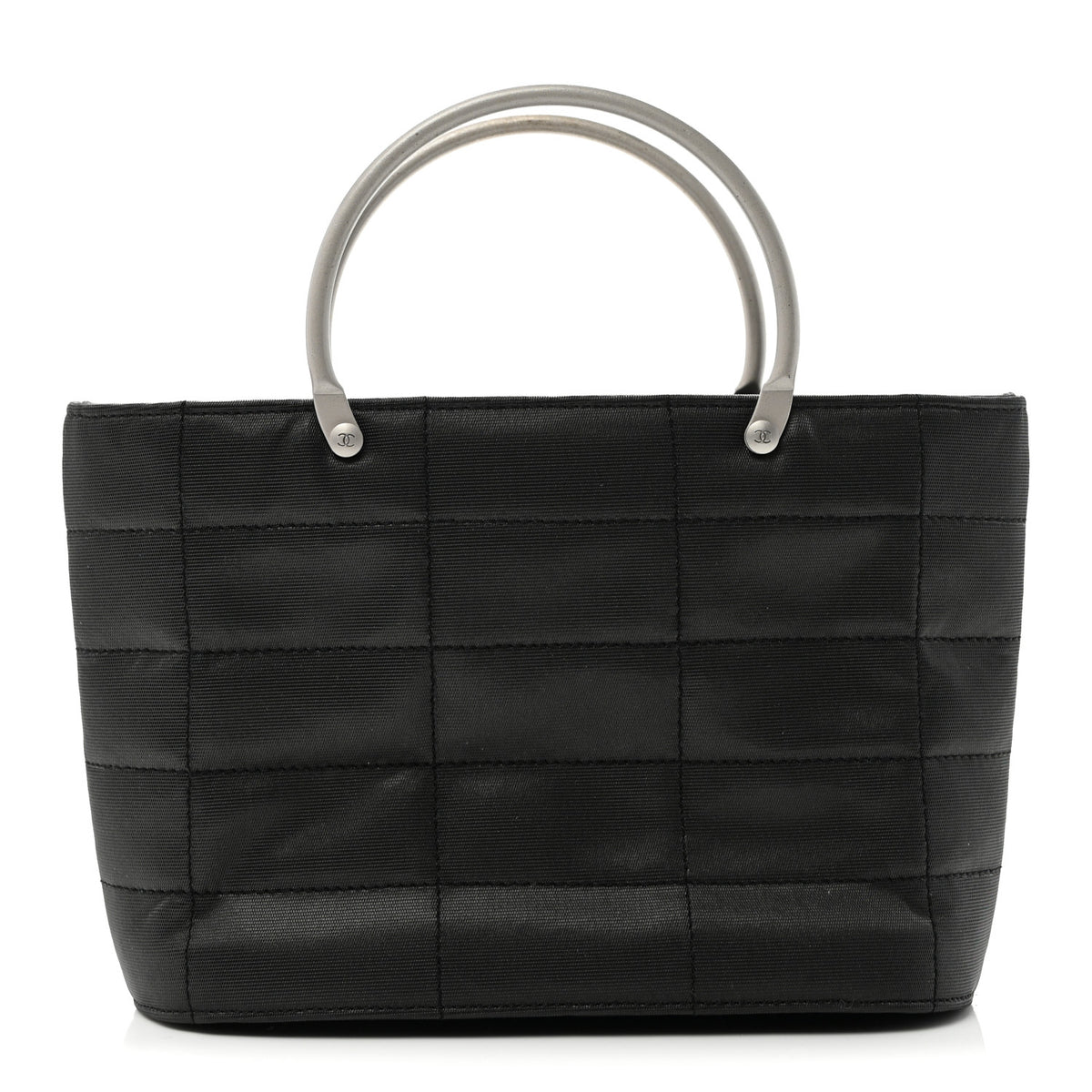 Nylon Quilted Chocolate Bar Mini Tote Black