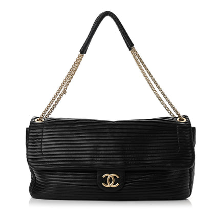 Chanel Lambskin Pleated Flap Shoulder Bag Black 1 of 9