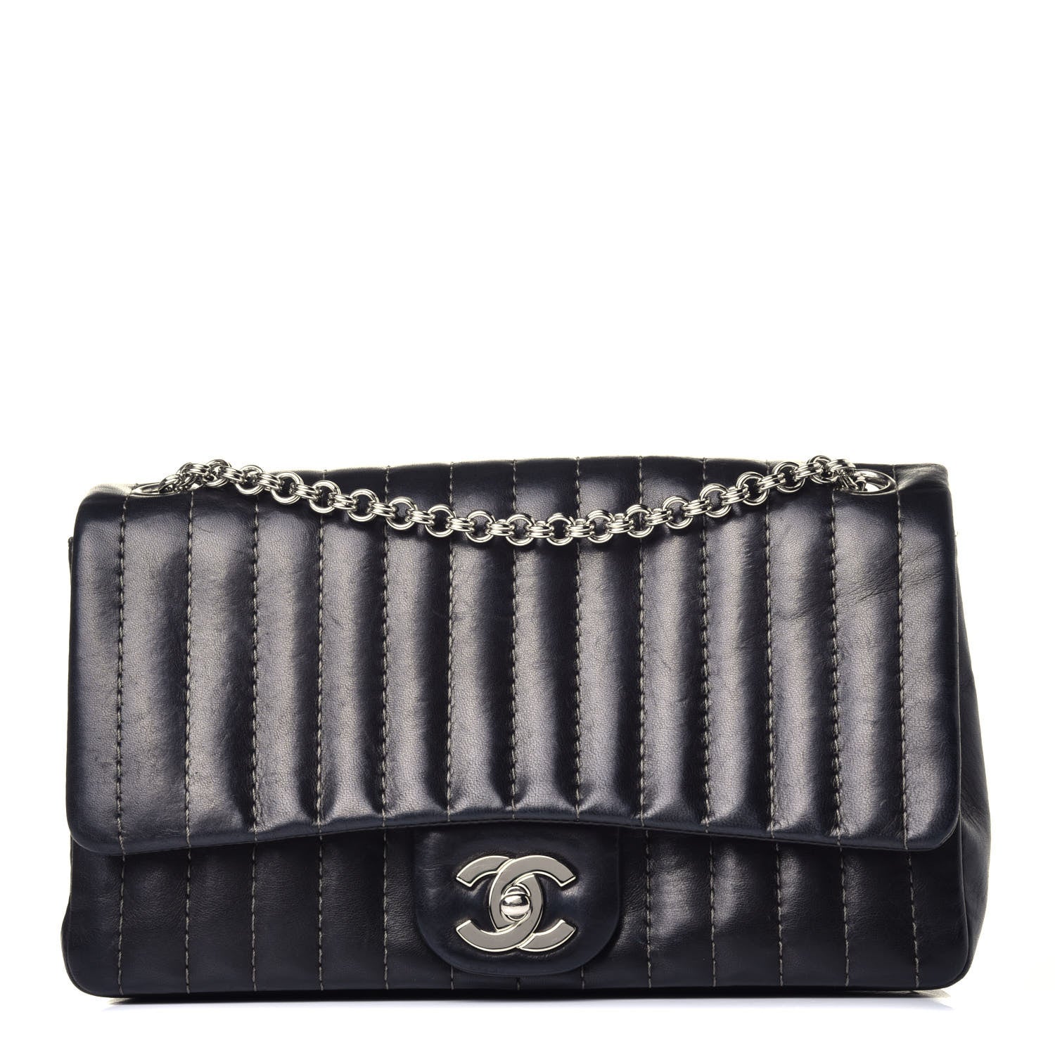 Chanel Lambskin Vertical Quilted Medium Single Flap Black 1 of 9
