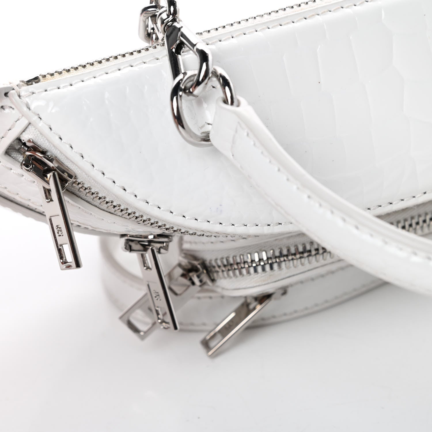 Alexander Wang Crocodile Embossed Patent Mini Top Handle Attica Belt Bag White 13 of 14