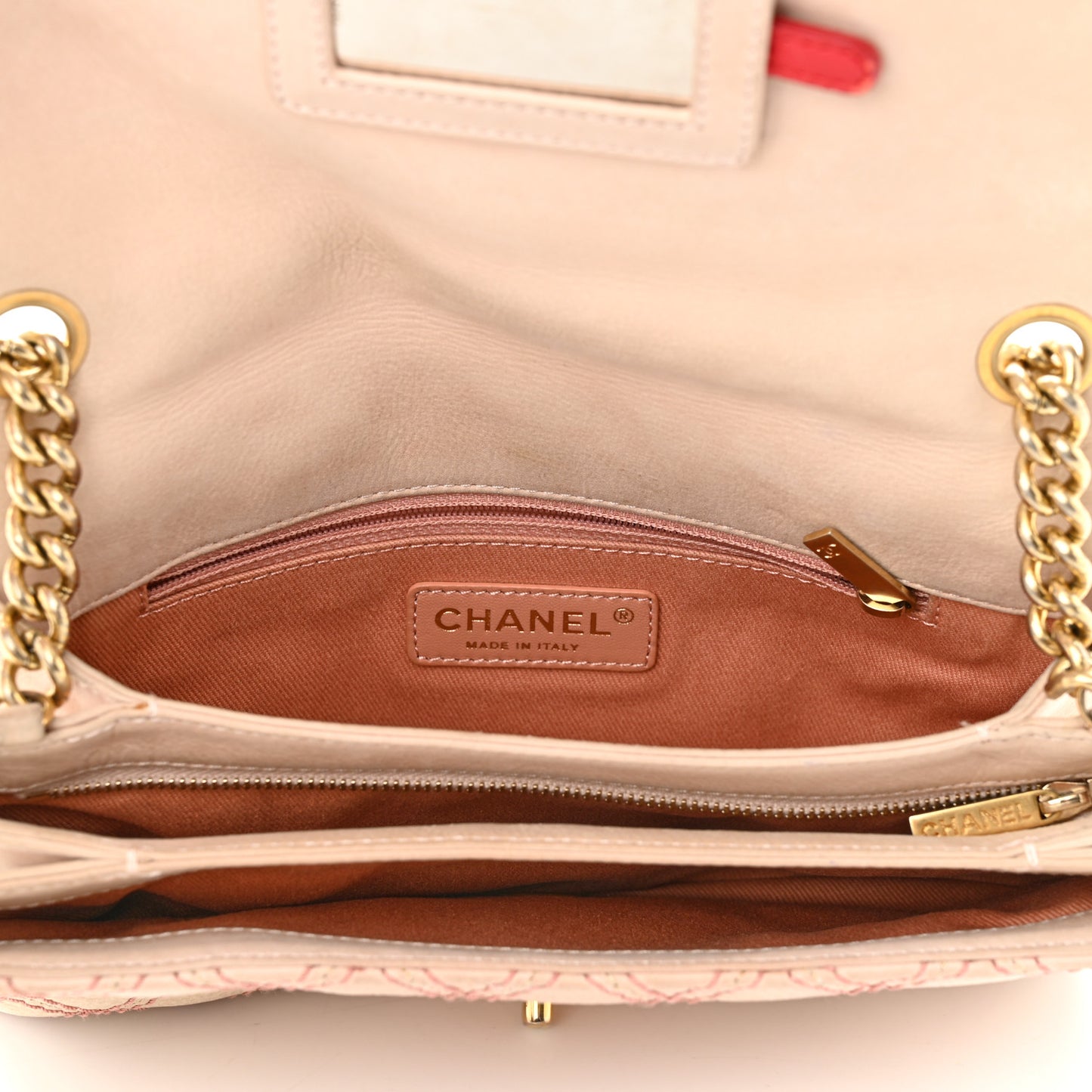 Calfskin Triple Stitched Medium Flap Pink