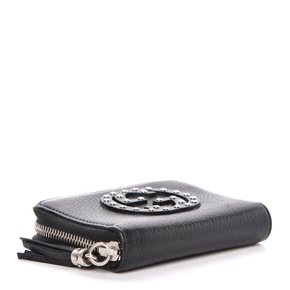 Gucci Pebbled Calfskin Studded Soho Compact Disco Zip Around Wallet Black 4 of 14