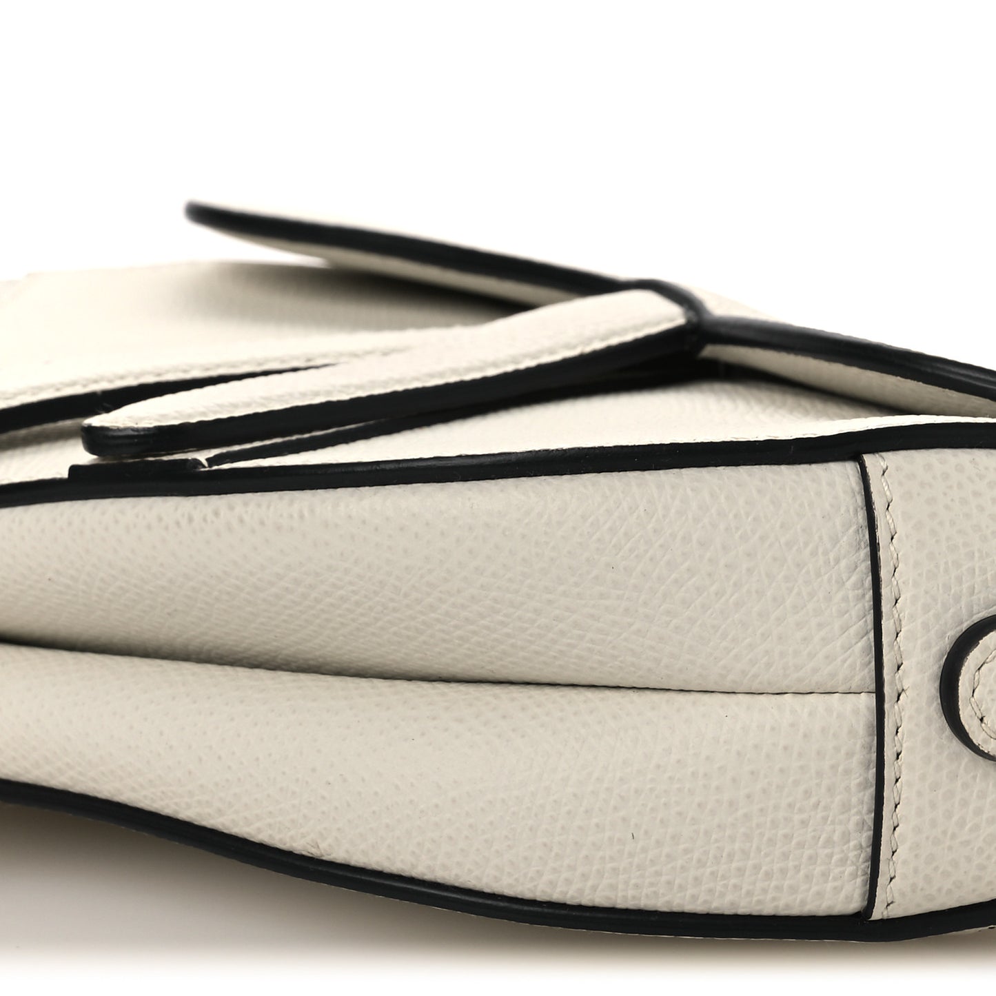 Grained Calfskin Mini Saddle Bag White