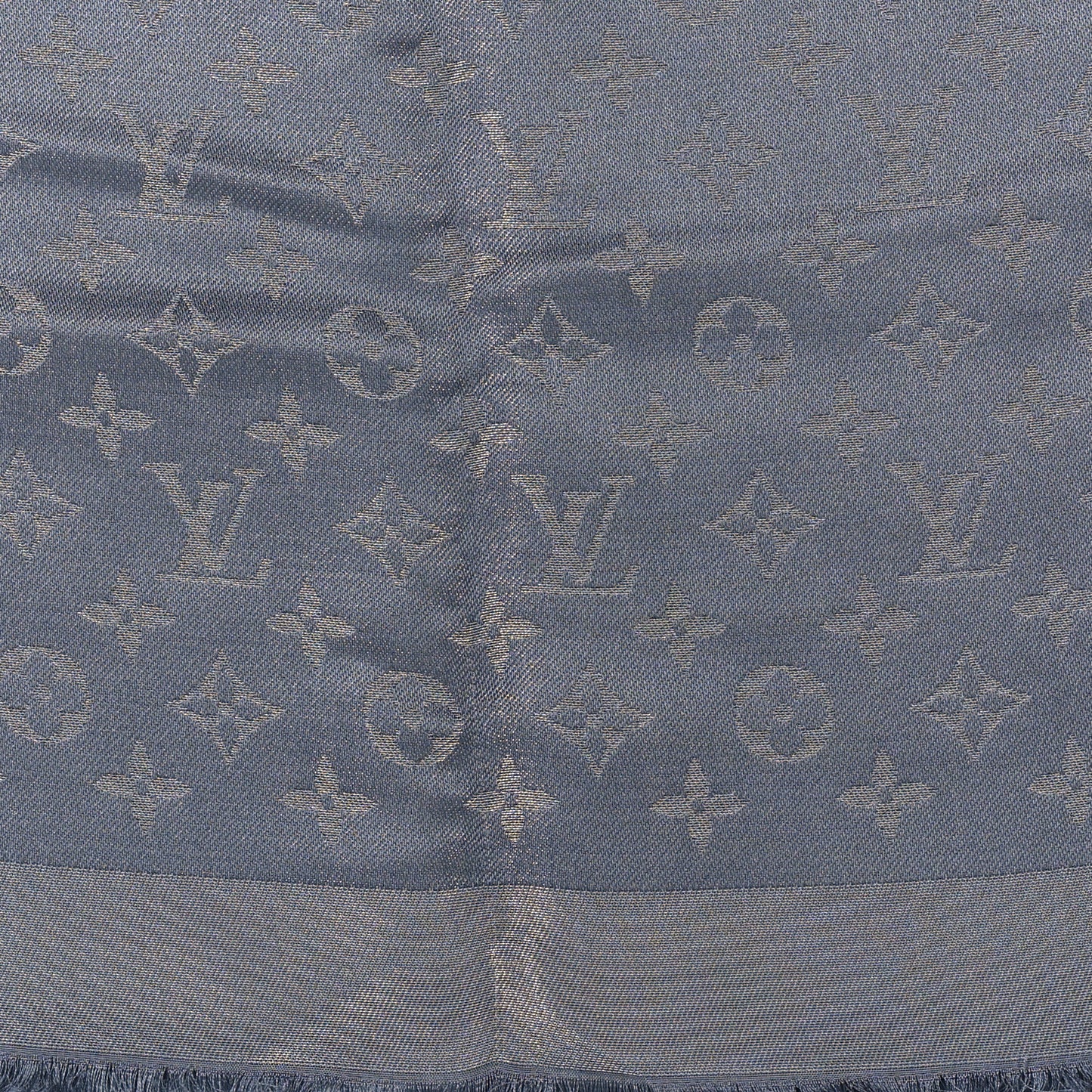 Silk Lurex Wool Monogram Shine Shawl Charcoal Grey