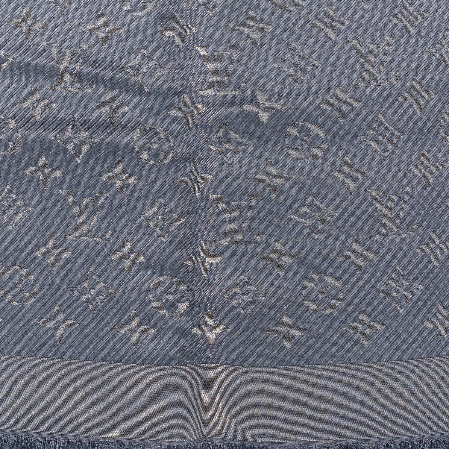 Louis Vuitton Silk Lurex Wool Monogram Shine Shawl Charcoal Grey 4 of 4