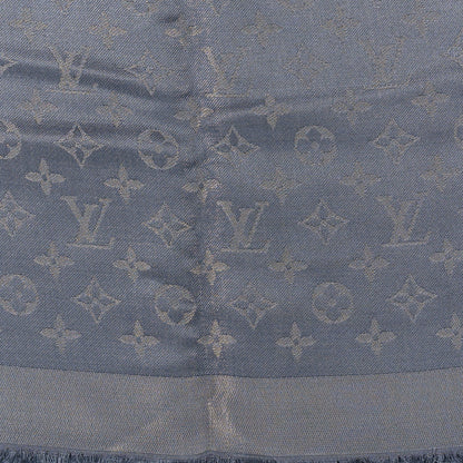 Louis Vuitton Silk Lurex Wool Monogram Shine Shawl Charcoal Grey 4 of 4
