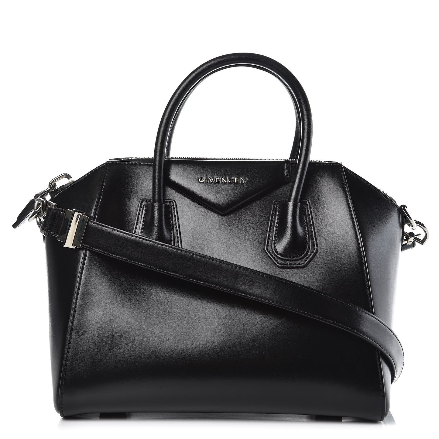 Shiny Lord Calfskin Small Antigona Black