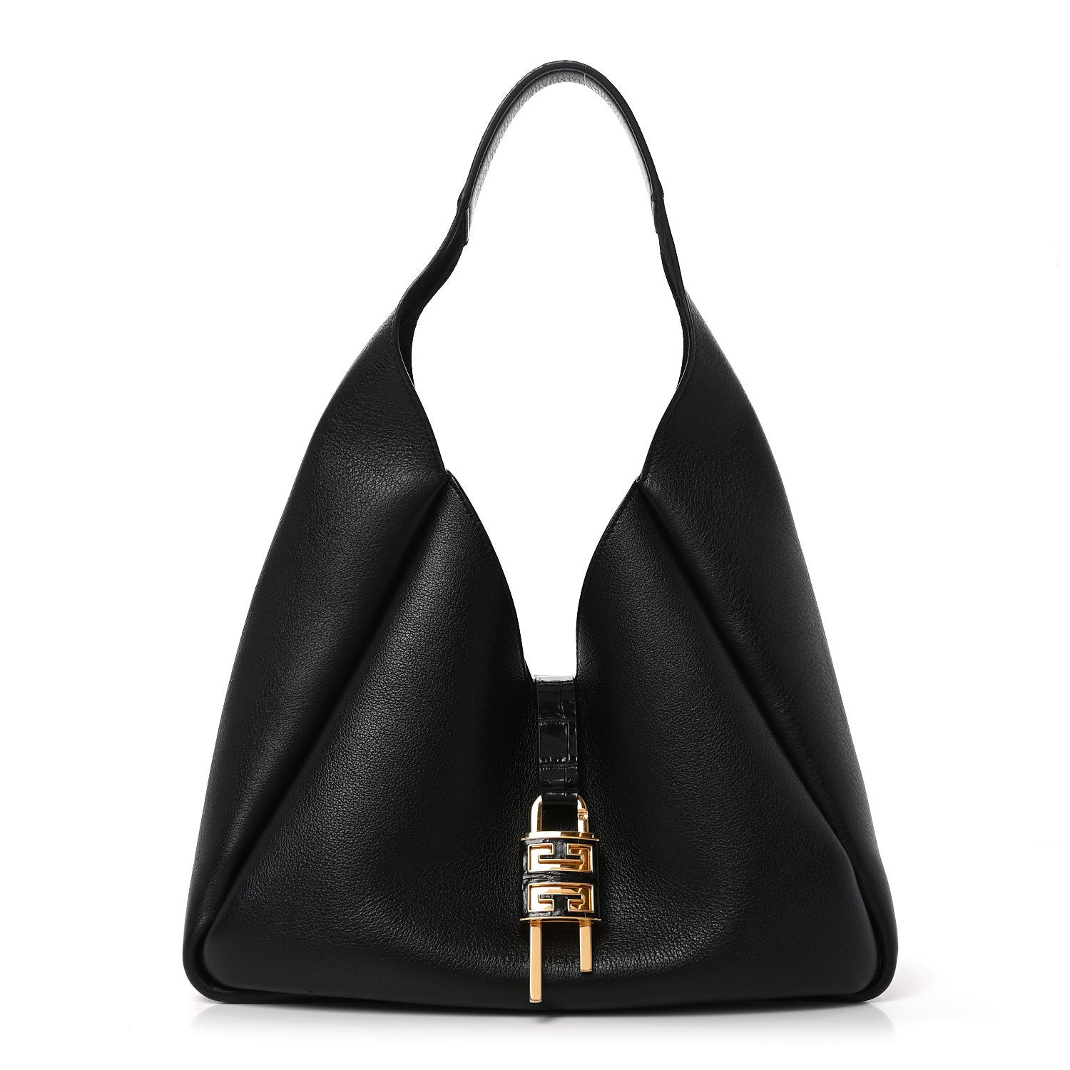 Givenchy Calfskin Crocodile Embossed Medium G-Lock Hobo Black 1 of 9