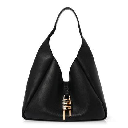 Givenchy Calfskin Crocodile Embossed Medium G-Lock Hobo Black 1 of 9