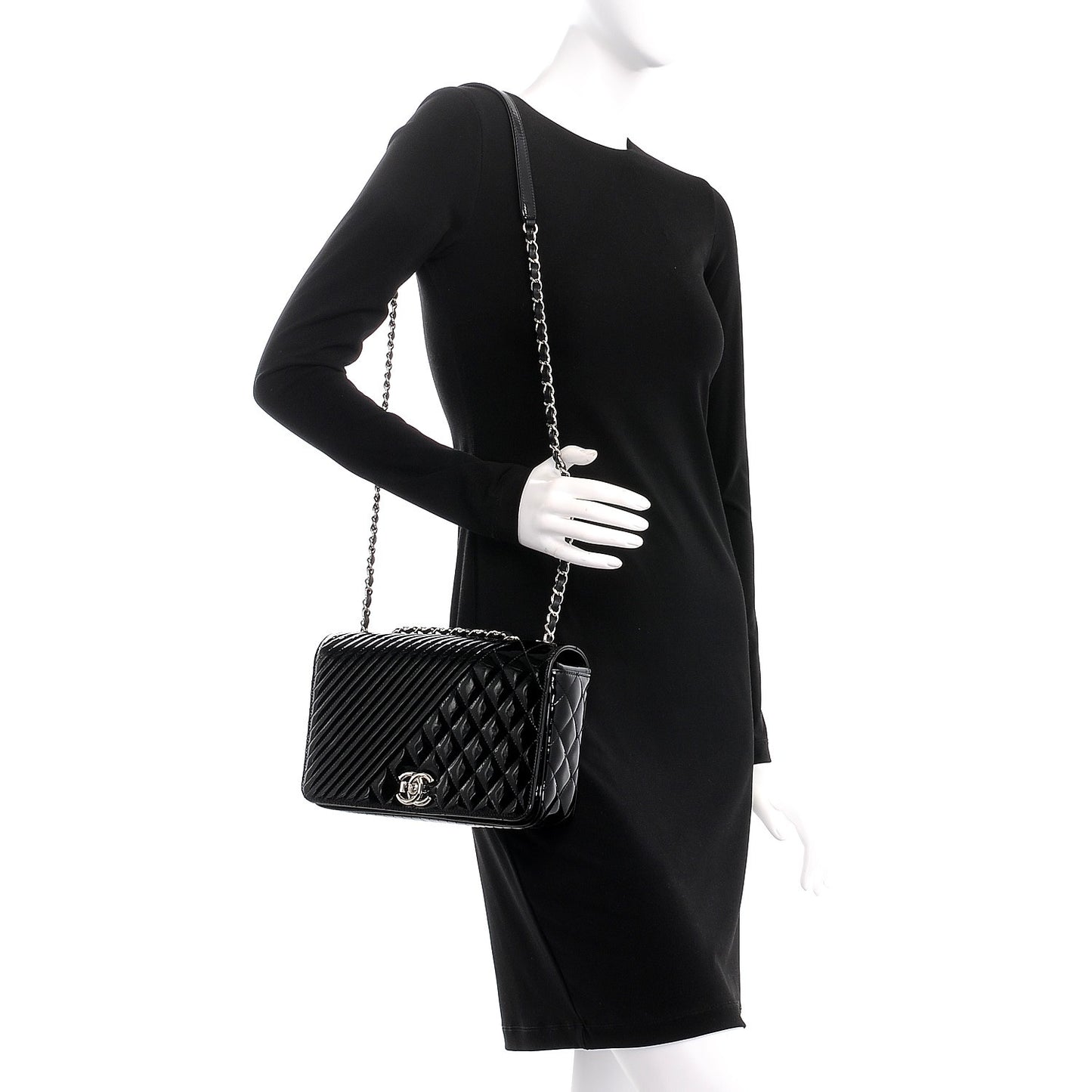Patent Quilted Medium Coco Boy Flap Black