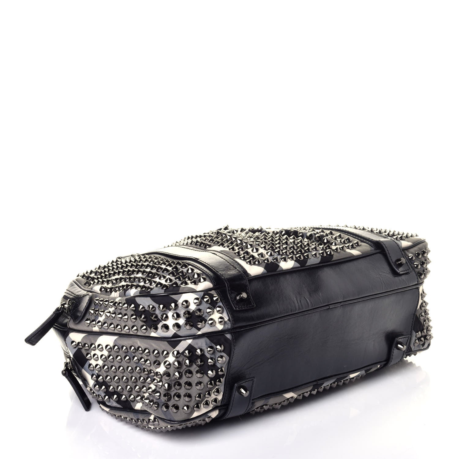 Burberry Nylon Beat Check Studded Satchel Black 4 of 8