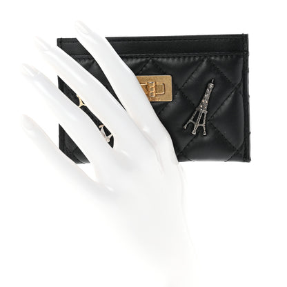 Chanel Aged Calfskin Quilted Lucky Charms Reissue Card Holder Black 2 of 9