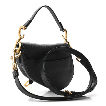 Christian Dior Grained Calfskin Mini Saddle Bag With Strap Black 3 of 10