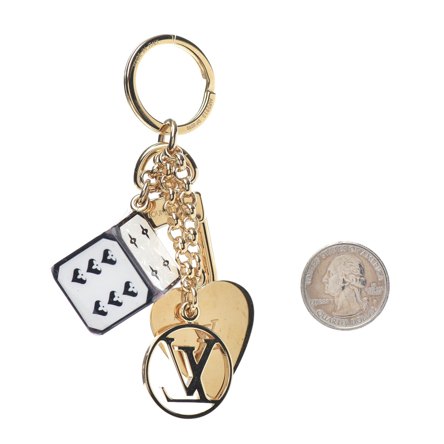 Louis Vuitton Metal Resin Game On Dice and Heart Charm Key Holder Gold 2 of 4