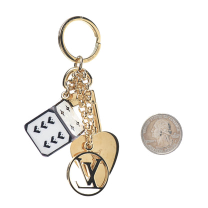 Louis Vuitton Metal Resin Game On Dice and Heart Charm Key Holder Gold 2 of 4