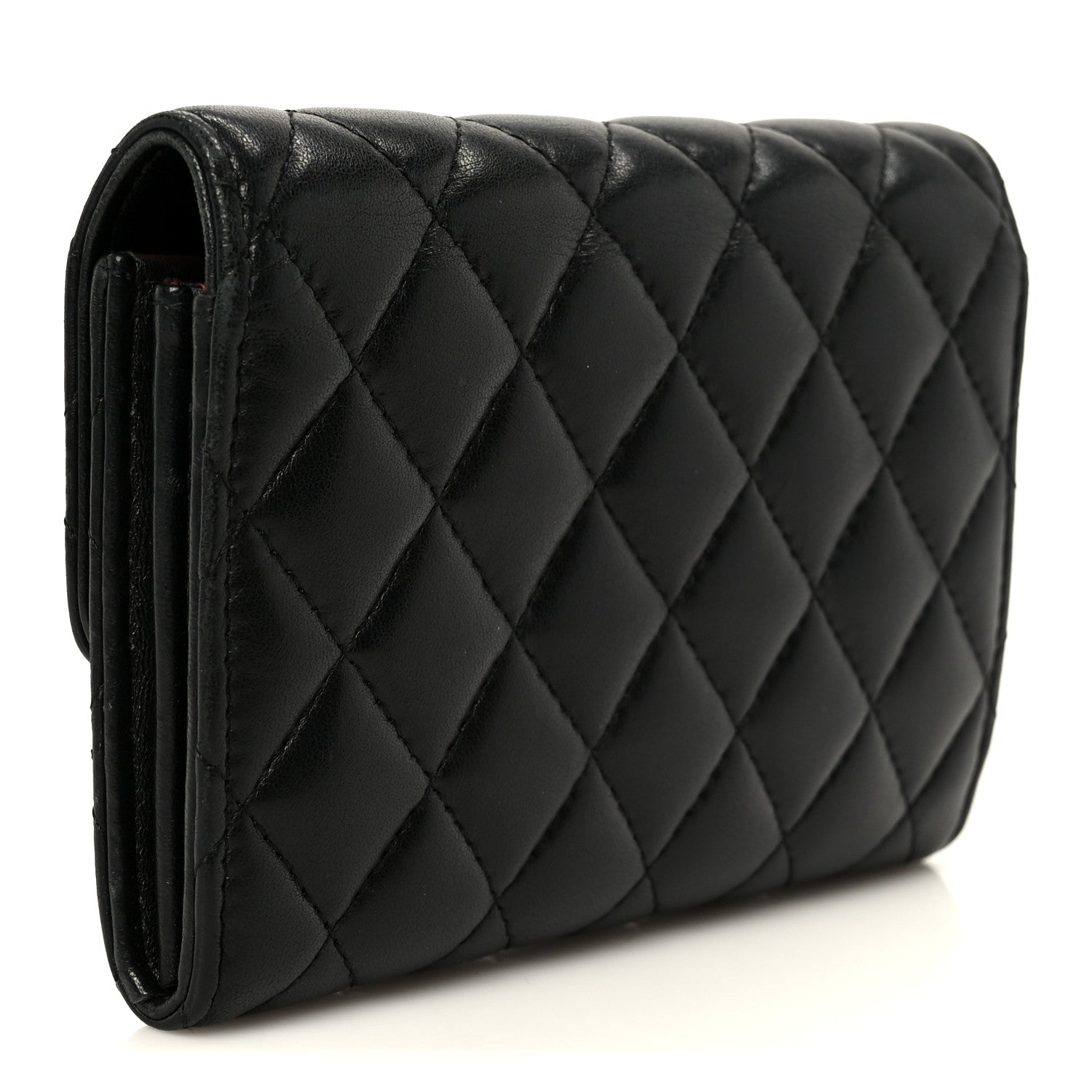 Chanel Lambskin Quilted Large Flap Wallet Black 3 of 10