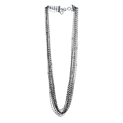 David Yurman Darkened Sterling Silver 18K Yellow Gold Multi Chain Necklace 3 of 5