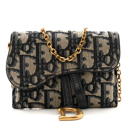 Christian Dior Oblique Nano Saddle Chain Pouch Blue 1 of 14