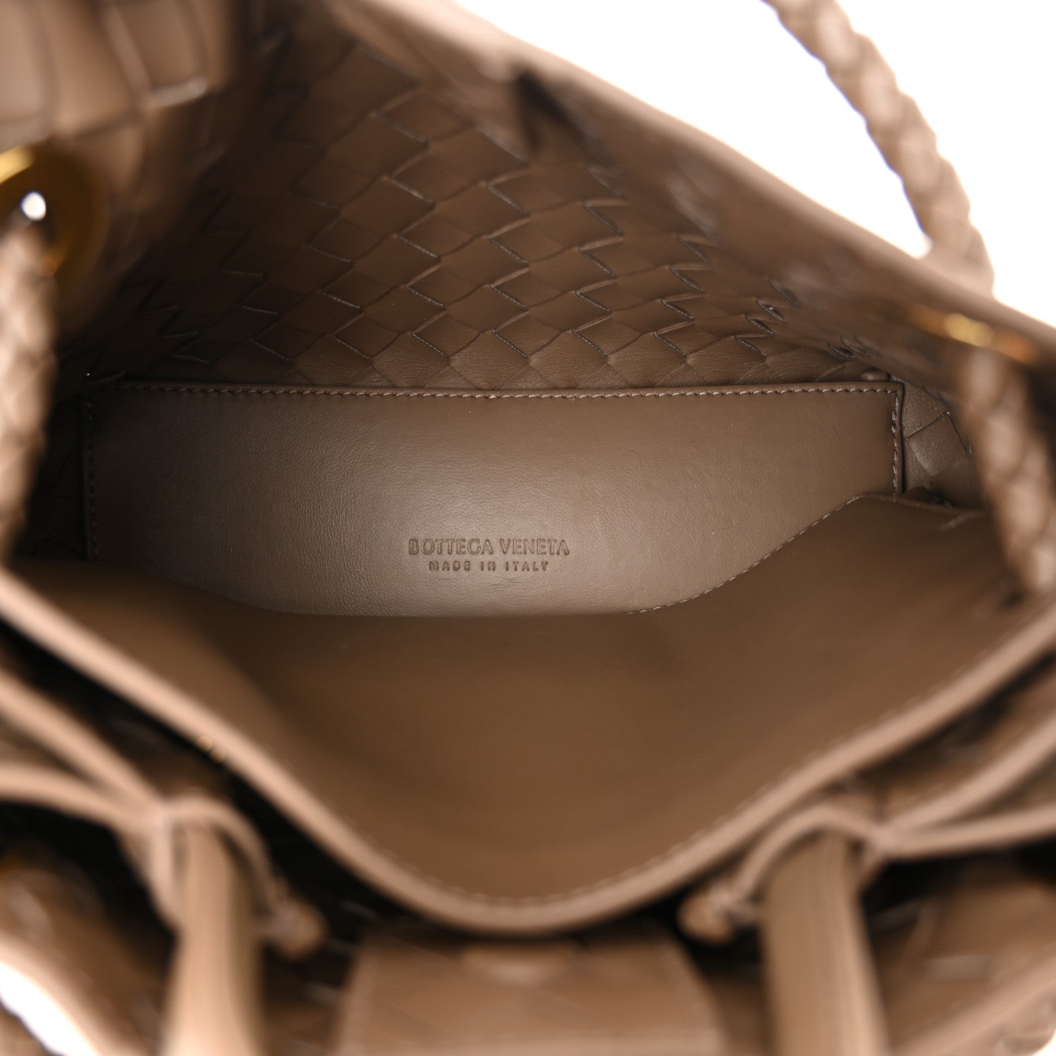 Bottega Veneta Nappa Intrecciato Small Andiamo Shoulder Bag Taupe Grey 6 of 10