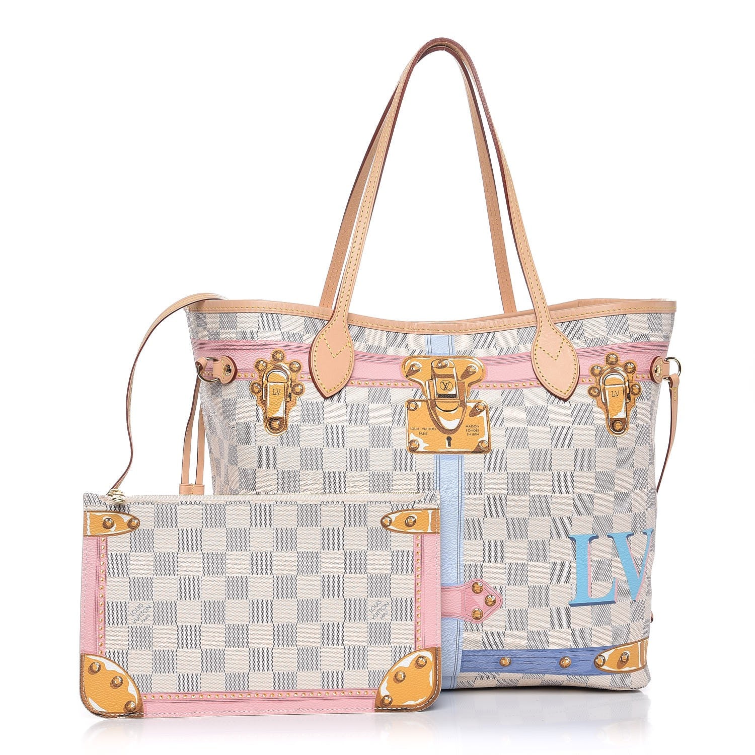 Louis Vuitton Damier Azur Summer Trunks Neo Neverfull MM 1 of 10