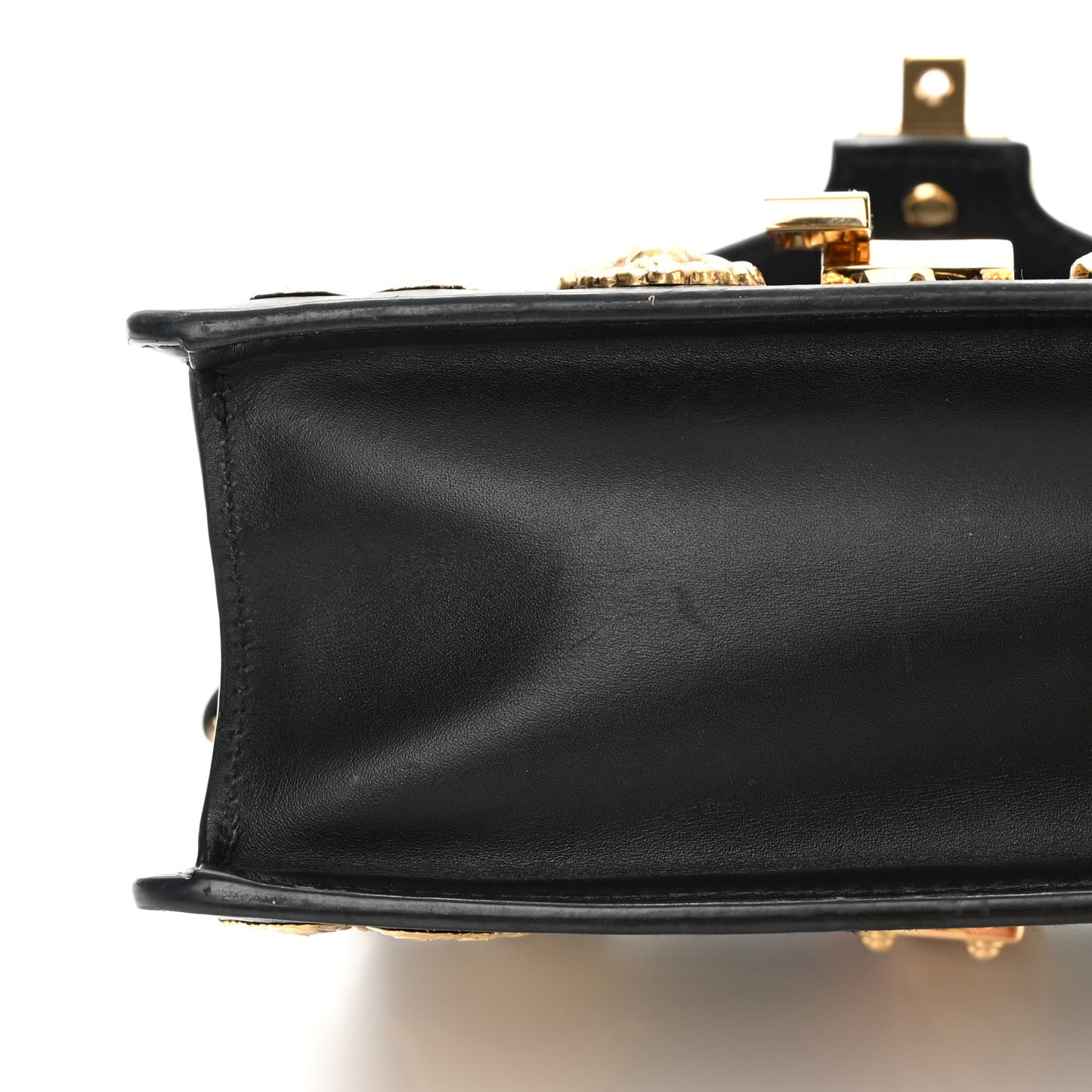 Calfskin Animal Studs Mini Sylvie Top Handle Bag Black