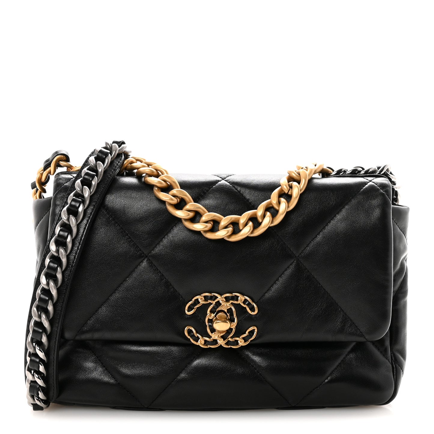 Lambskin Quilted Medium Chanel 19 Flap Black