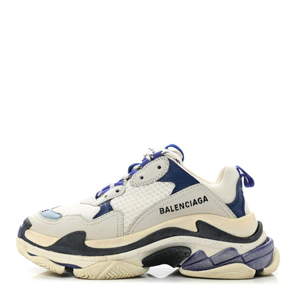 Balenciaga Fabric Mesh Womens Triple S Sneakers 35 White Bleu Violet 1 of 8
