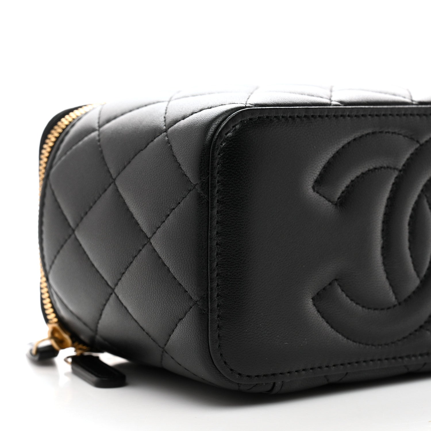 Chanel Lambskin Enamel Quilted Small Coco Hearts Vanity Case With Chain Black 9 of 11