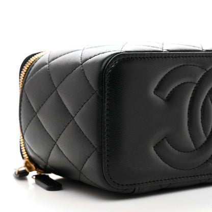 Chanel Lambskin Enamel Quilted Small Coco Hearts Vanity Case With Chain Black 9 of 11