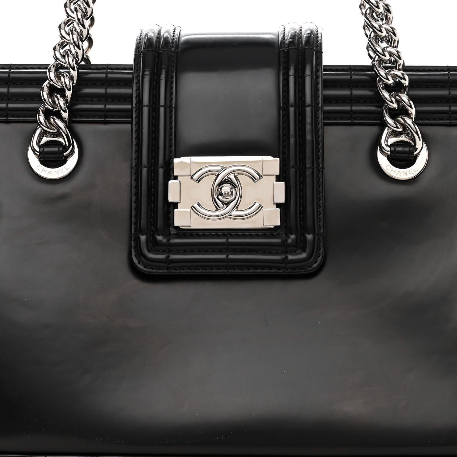 Chanel Glazed Calfskin Boy Tote Black 8 of 14