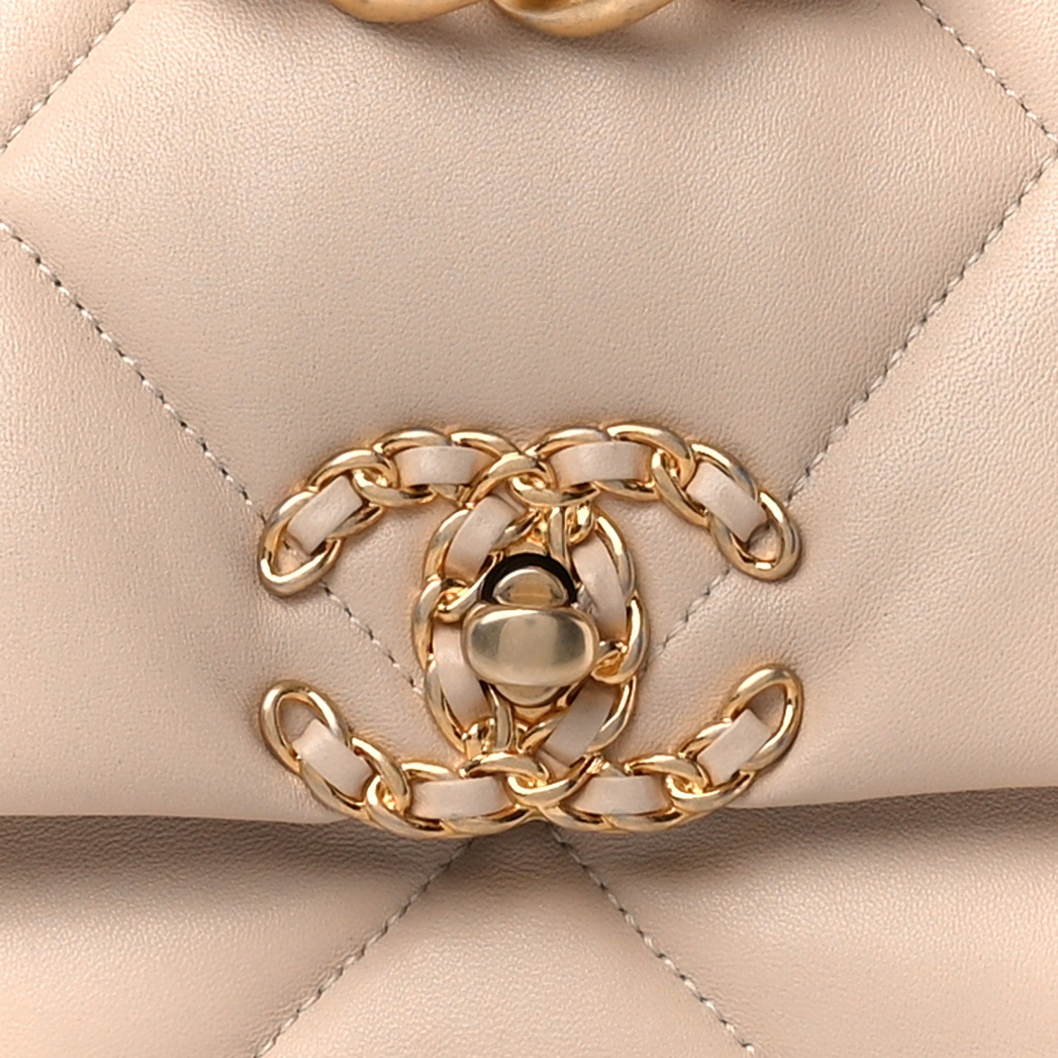 Chanel Lambskin Quilted Large Chanel 19 Flap Light Beige 8 of 10