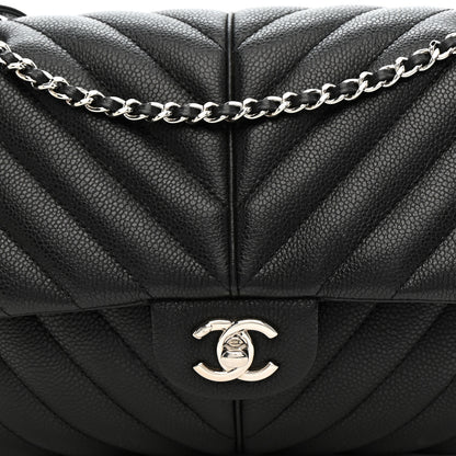 Chanel Caviar Chevron Quilted Puffy CC Flap Black 8 of 10