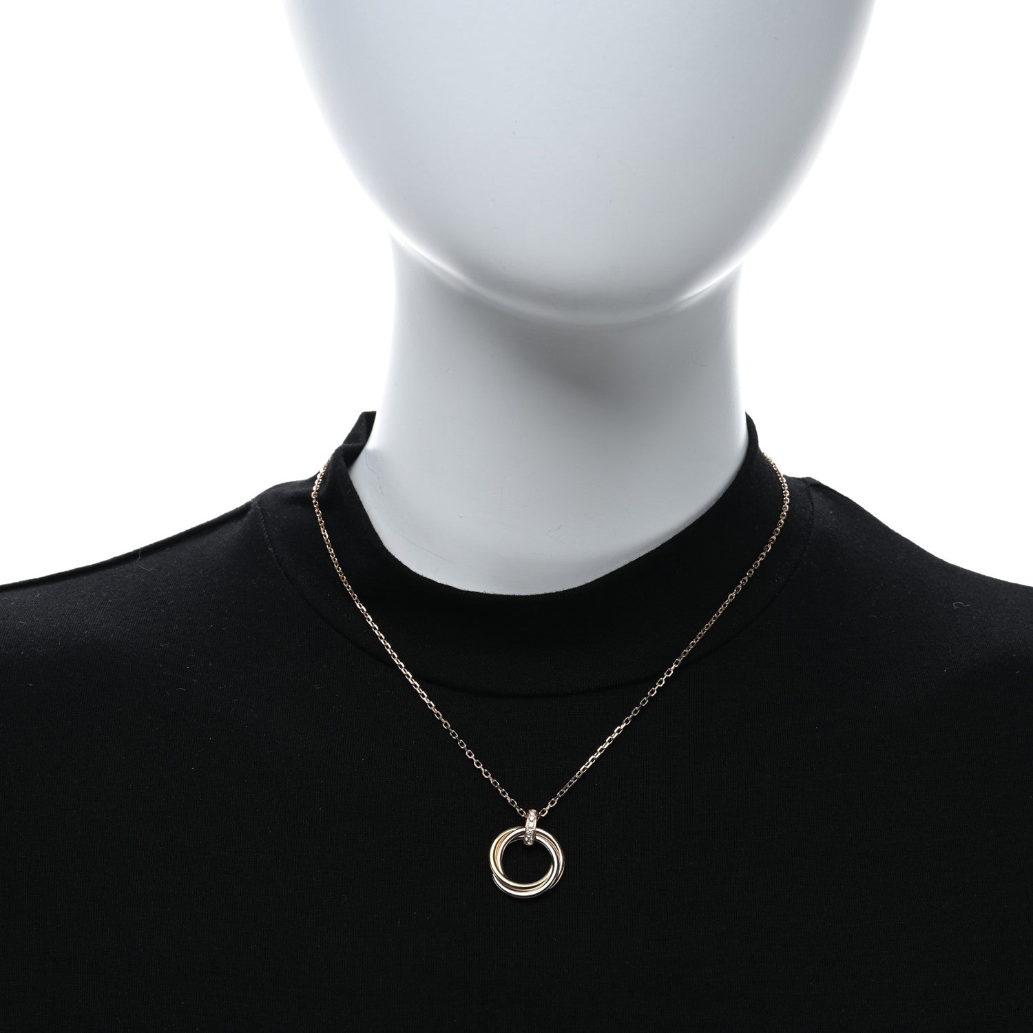 Cartier 18K Pink White Yellow Gold Diamond Trinity Pendant Necklace 2 of 4